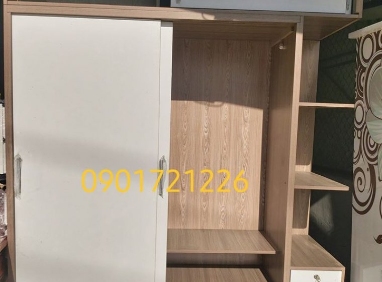 TỦ MDF 2 TẦNG CÁNH LÙA TRĂNG