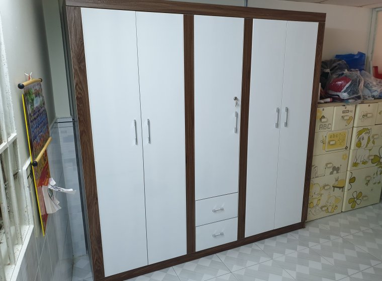 TỦ ÁO MDF CAO CẤP PHỦ MELAMINE 5 CÁNH